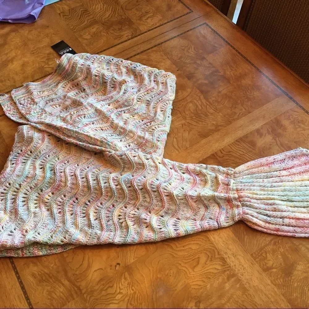 Pastel Mermaid Tail Blanket Knit Throw Adult Teen Cozy Gift NWT